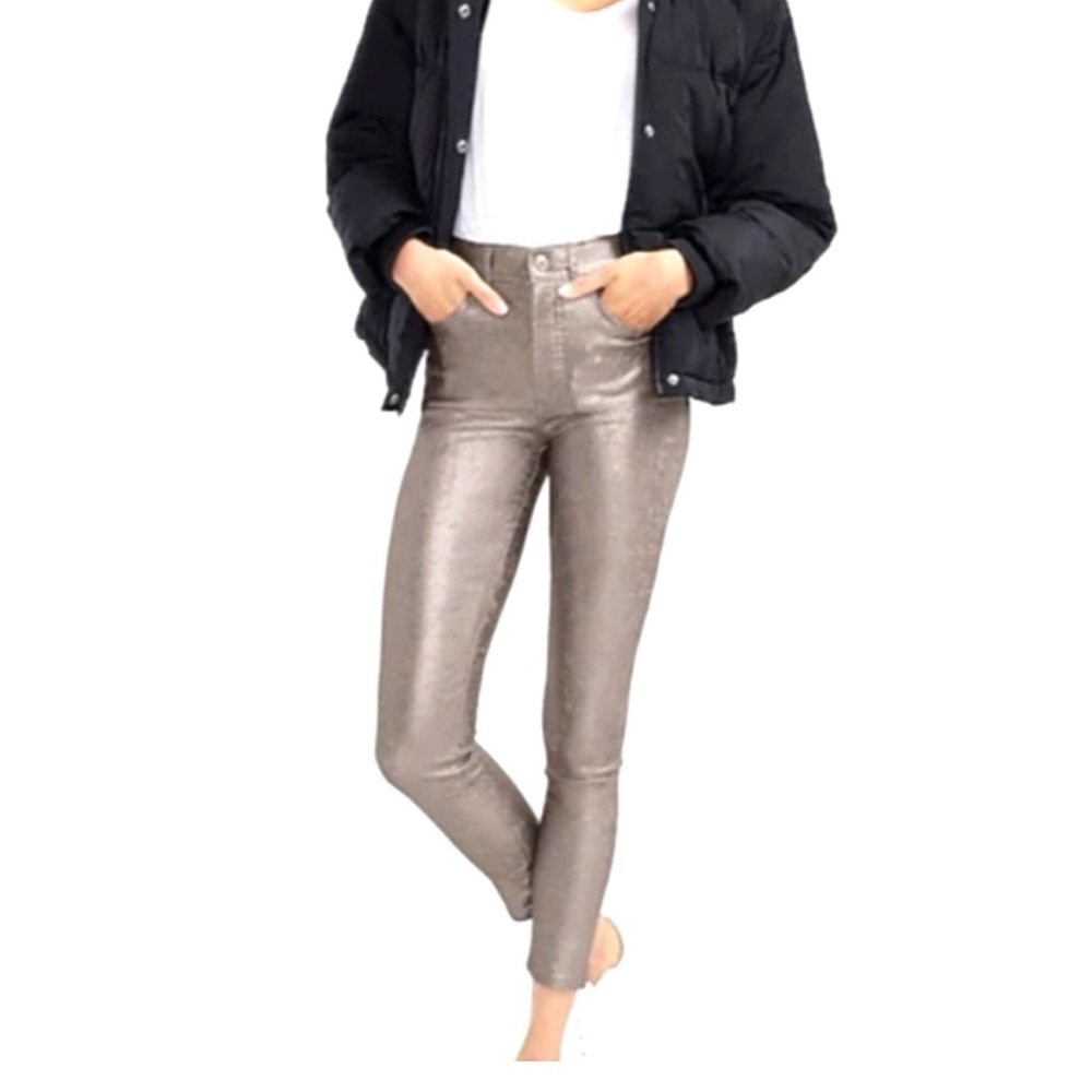 Gold faux leather Express pants
